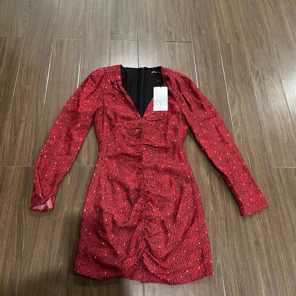Zara red and black print dress - Picture 2 of 10